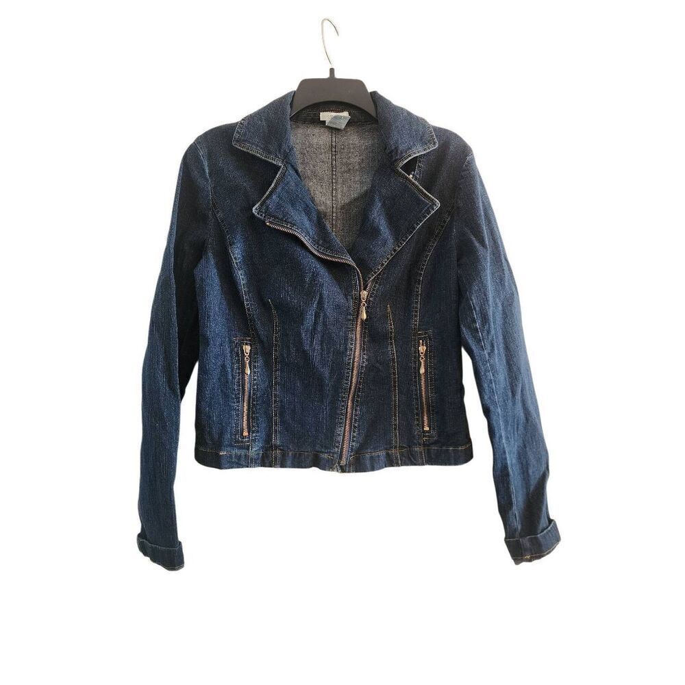 Cache denim zip up jacket size 10